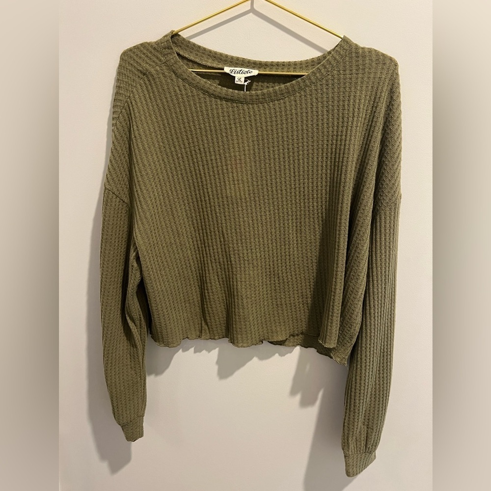 NWT Listicle Olive Green Waffle Knit Shirt